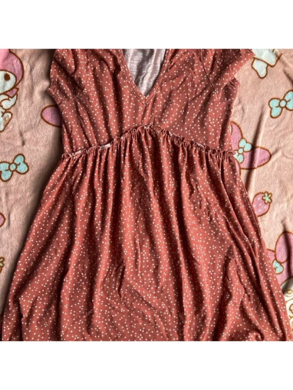 Coral and polka dot babydoll top #cottagecore